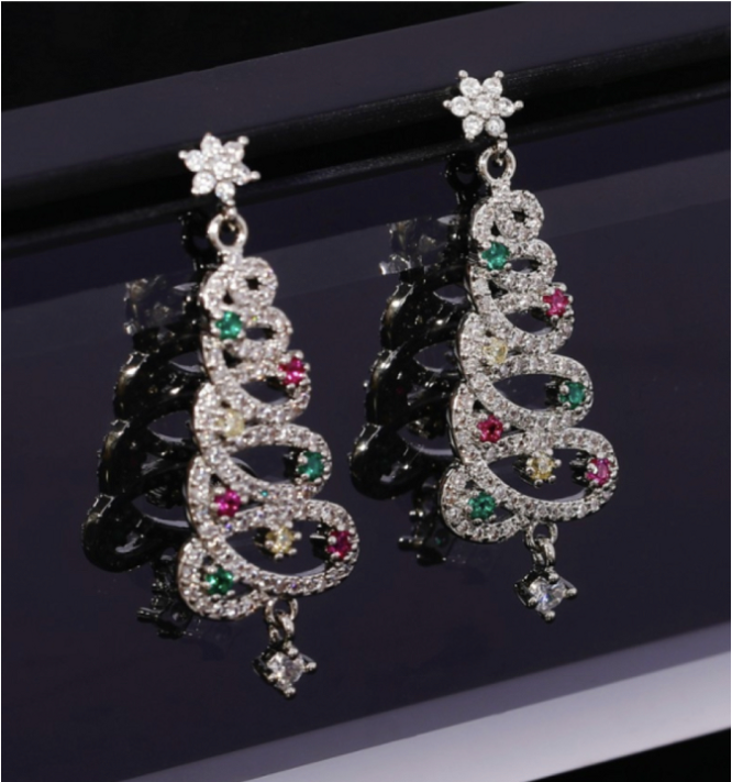 1 Pair of Christmas Ear Studs Adorable Christmas Tree Shape Earrings Ear Jewelry