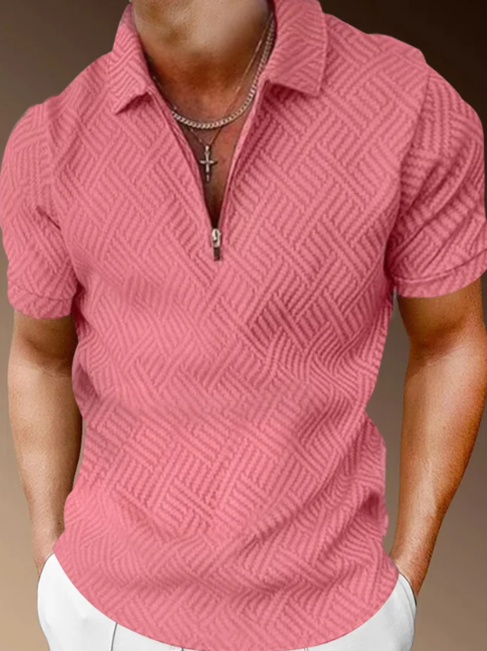 Men's Pink Print Casual POLO Shirt