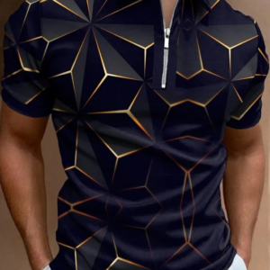 Men’s Casual Geometric Print Polo Shirt