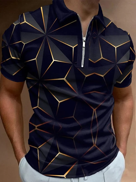Men's Casual Geometric Print Polo Shirt