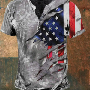 Men’s Vintage Flag Print T-Shirt For Men