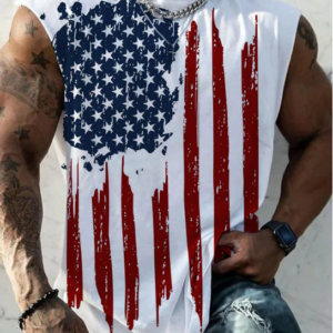 Men’s Casual Printed Flag Tank Top