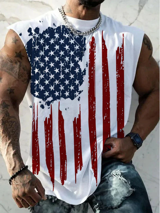 Men's Casual Printed Flag Tank Top