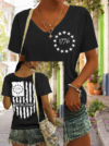 Women’s Independence Day We The People1776 America Flag V-Neck Tee