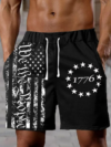 Men’s Independence Day 1776 Flag Print Track Shorts