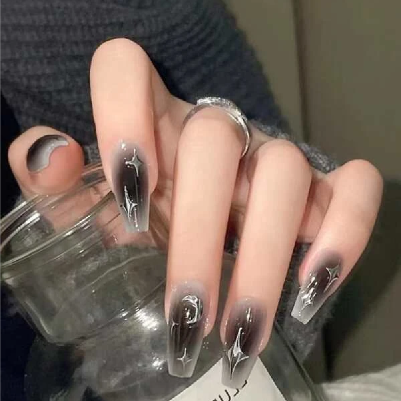 Elevate Your Style With 24pcs Long Square Faux Pearl Full Cover Fake Nail Set