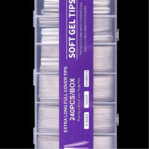 Get Glamorous with 240pcs Super Long XXXL Coffin Transparent French Half Cover False Nail Extension Clear Tips For Women And Girls