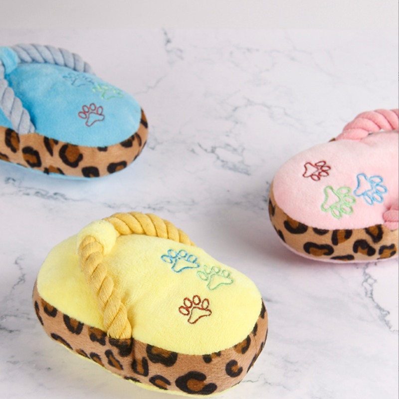 Bite-resistant teething sound pet cat and dog toys supplies plush cotton rope slippers
