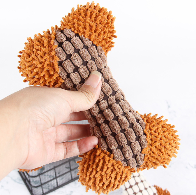 Bite-resistant teething sound plush dog toys pet supplies carpet bone pattern models