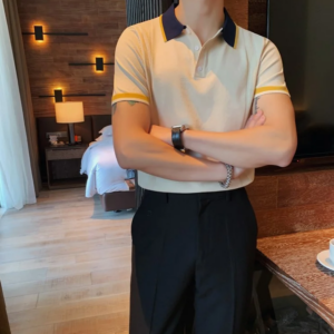 Summer mens short-sleeved knit POLO shirt