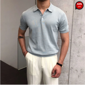 Gentleman Summer Plain Knitted Polo Shirt