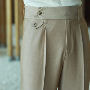 Casual High-waisted Parisian Buckled Vintage Dress Pants