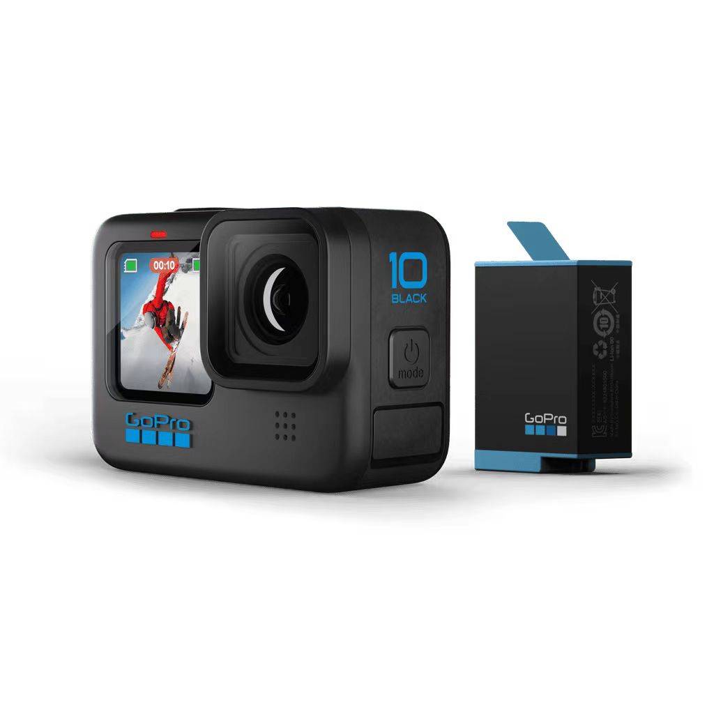 GoPro HERO10 Black - Waterproof Action Camera with Front LCD and Touch Rear Screens, 5.3K60 Ultra HD Video, 23MP Photos, 1080p Live Streaming, Webcam,
