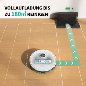 Tesvor Robot Vacuum Cleaner, S7Pro Vacuum Cleaner Robot 6000PA Robot Vacuum Cleaner with Wiping Function + Laser Navigation 5200 mAh + 180 Minutes Run