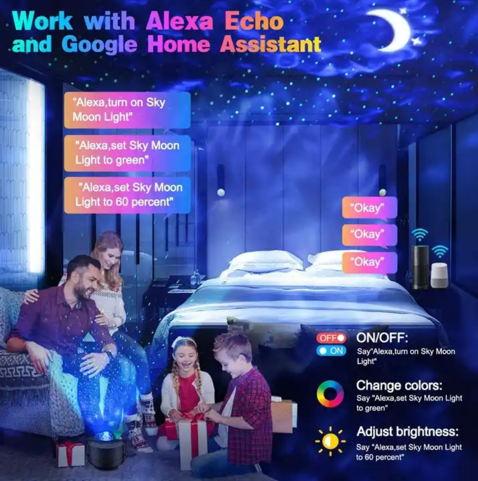 Remote APP control Moon star projector light night,nightlight projector with wifi