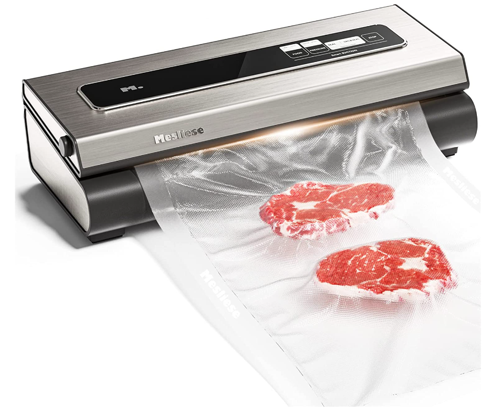 Mesliese Vacuum Sealer Machine Powerful 90Kpa Precision 6-in-1 Compact Food Preservation System Built-in Cutter, Include 2 Bag Rolls & 5 Pre-cut B