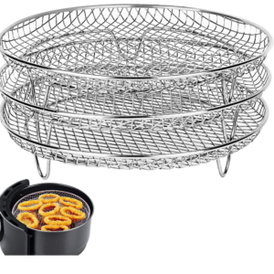 Air Fryer Accessories 8″ Triple Round Grill Steamer Rack