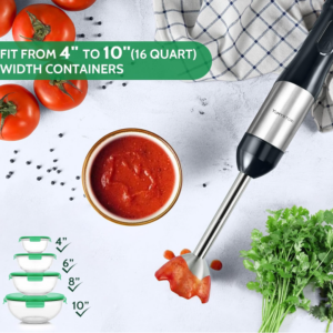 Yumystori Immersion Blender 7 in 1 Hand Blender Ice Crush 800W, 20 Speed Immersion Blender Handheld with Ice Crush Blade,Egg Whisk,Milk Frother,500ml