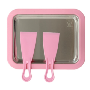Mini Home Fried Yogurt Maker Kids Homemade DIY Fried Ice Tray, Color: Stainless Steel Pink 22.5×17.5cm