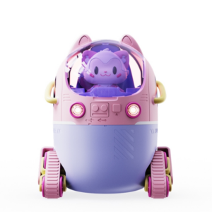 220ML portable desktop cute cartoon tank car air humidifier with LED lights  (Pink)