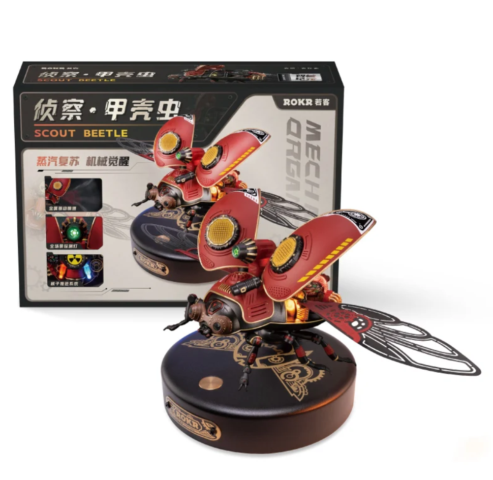 Robotime Rokr Scout Beetle MI02 ABS Metal Punk Style 3D Puzzle Gift for Boys Adults Easy Assembly Mechanical Design DIY Toys