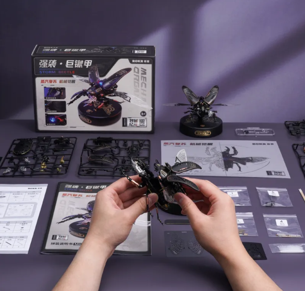 Robotime Rokr The Storm Beetle DIY Moveable Mechanic Organism 3D Puzzle Series Steampunk Design Funny Toys for Kids Child