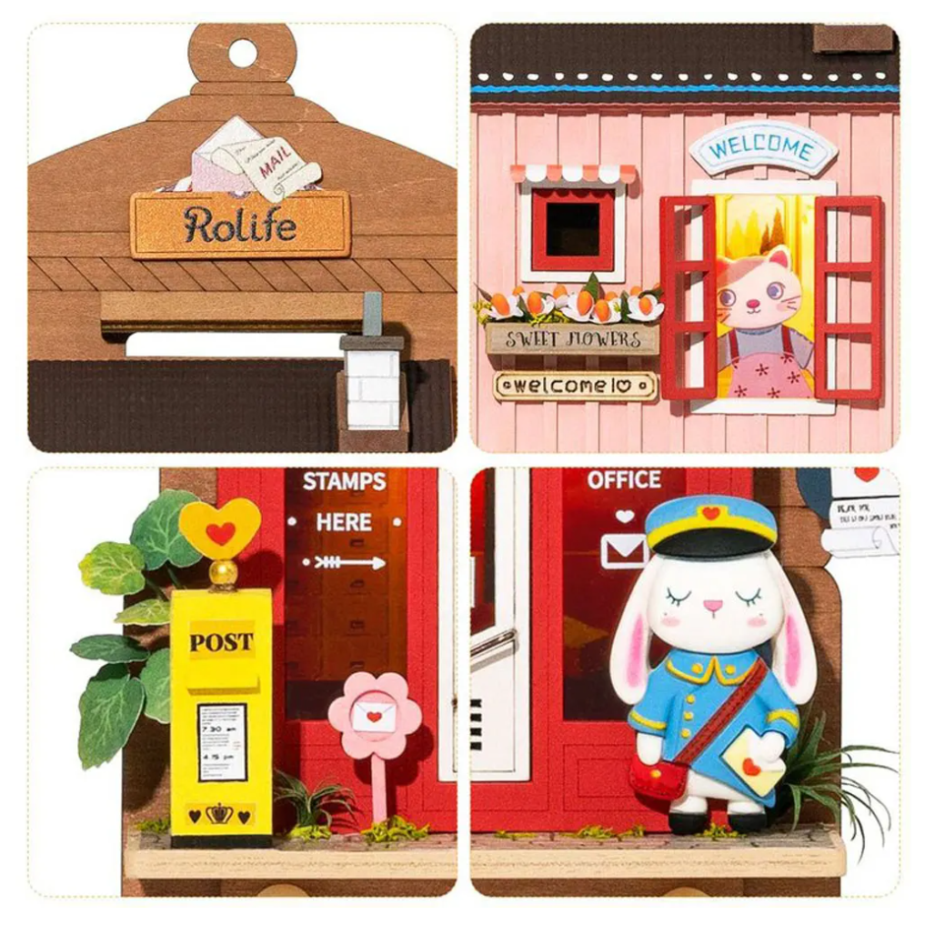 Robotime Rolife Wall Hanging Decoration Love Post Office Stylish Home Deco Kids Girls Miniature House Kits DS019 DS022