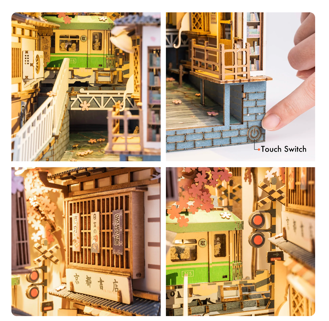Robotime Rolife Book Nooks Series Stories in Books 4 Kinds DIY Wooden Miniature House Furniture Sakura Densya TGB01 Dropshipping