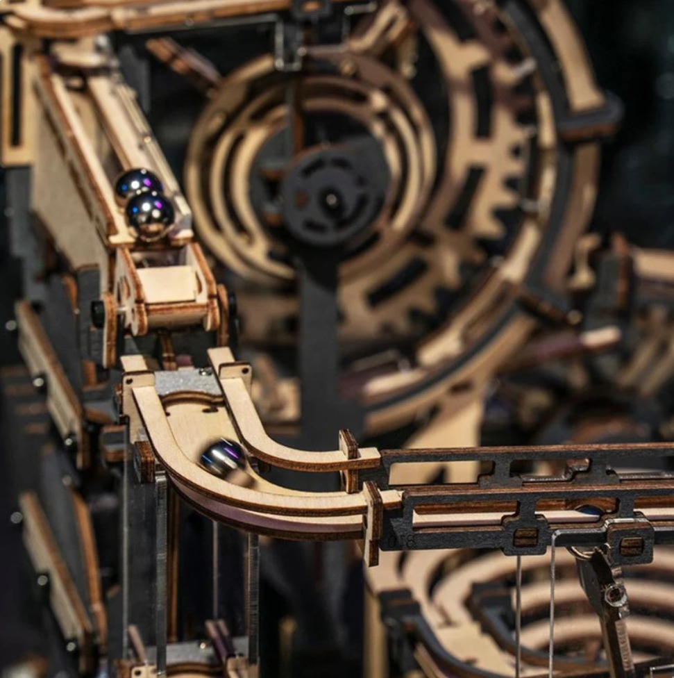 Robotime Rokr Marble Run Set 5 Kinds 3D Wooden Puzzle DIY Model Building Block Kits Assembly Toy Gift for Teens Adult Night City