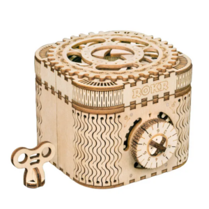 Robotime 123pcs Creative DIY 3D Treasure Box Wooden Puzzle Game Assembly Toy Gift for Children Teens Adult Building Block LK502