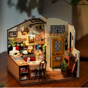 Robotime Rolife Miniature House for Kids Adult Homey Kitchen Pre-painted Dollhouse Building Blocks Set 3D Wooden Puzzle Toys