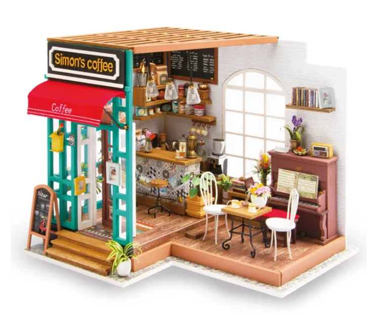 DIY Doll House with Furniture Green Miniature Dollhouse