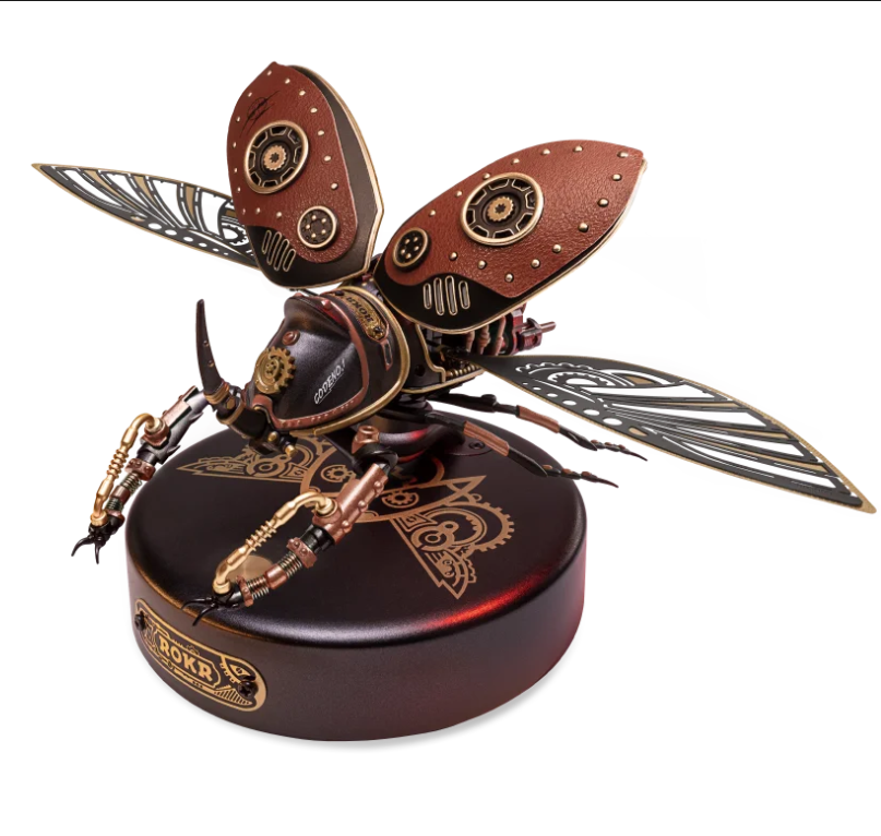 Robotime Rokr 3D Puzzle Golden Coin Turtle Industrial-style Building Block Toys for Kids Adults Steampunk Design with LED Light