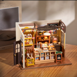 Robotime Rolife Becka’s Baking House DIY Miniature House for Kids Children 3D Wooden Assembly Toys Easy Connection Home Decorate