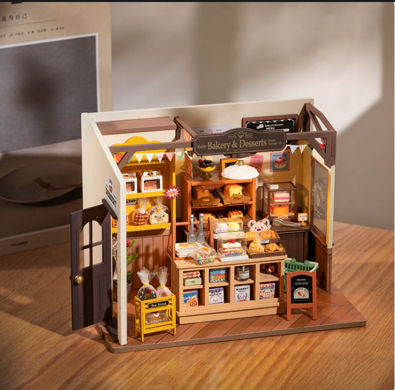 Robotime Rolife Becka's Baking House DIY Miniature House for Kids Children 3D Wooden Assembly Toys Easy Connection Home Decorate