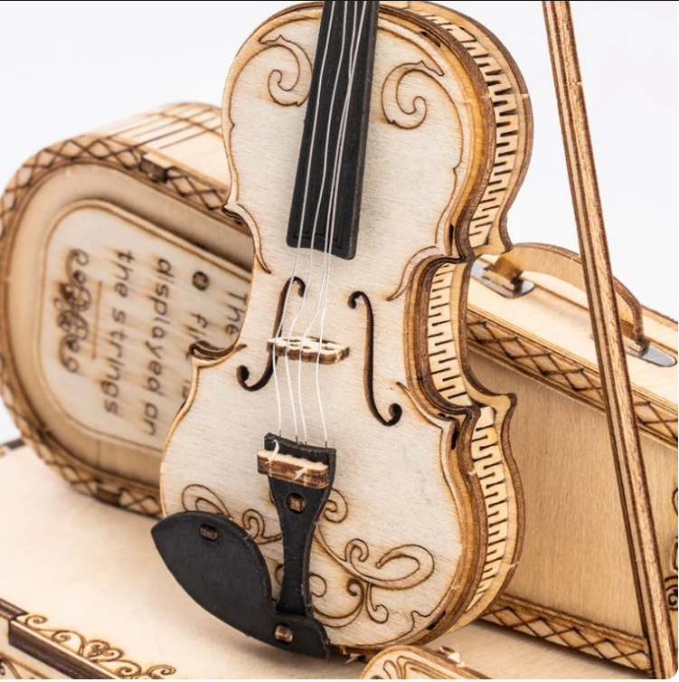 Robotime ROKR Violin Capriccio Model 3D Wooden Puzzle Easy Assembly Kits Musical DIY Gifts for Boys&Girls Building Blocks TG604K