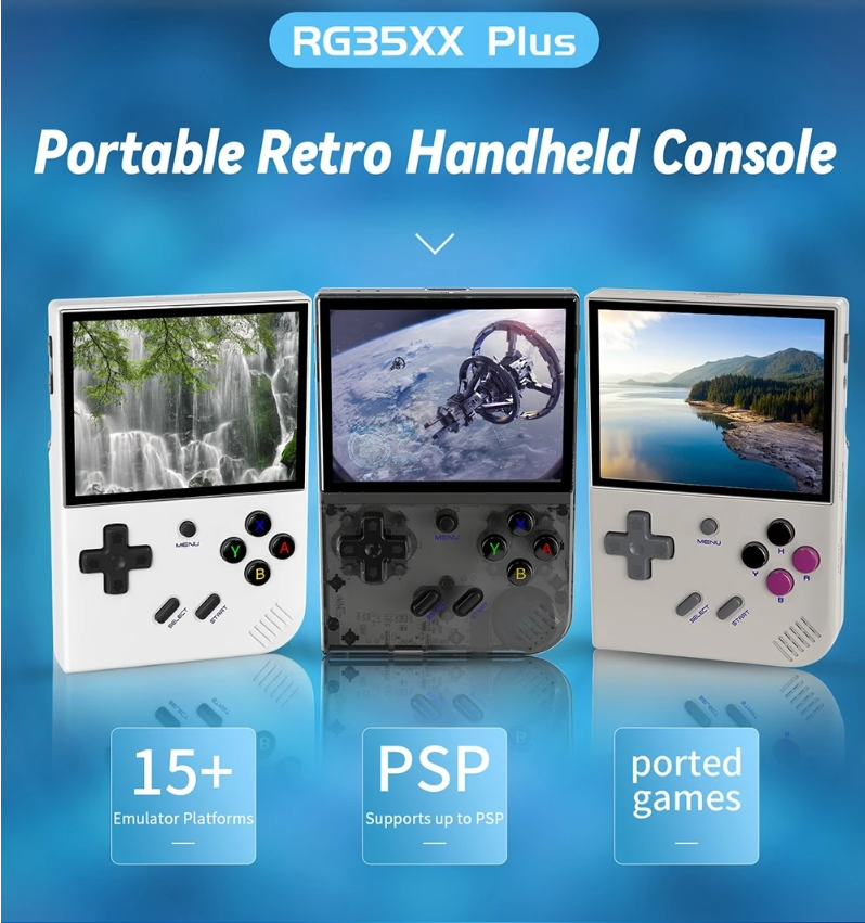 ANBERNIC RG35XX Plus Game Console, 64GB TF Card with 5000+ Games, 3300mAh Battery, 8Hours of Playtime, 5G WiFi Bluetooth, Moonlight Streaming