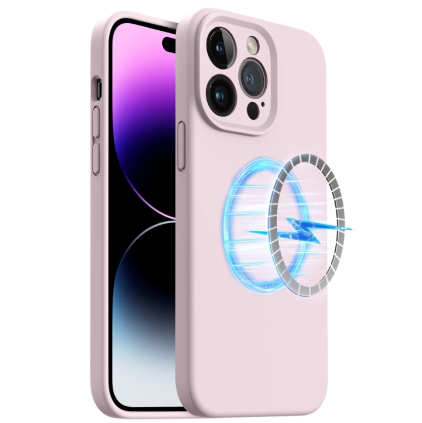 For iPhone 14 Pro Max LK Silicone Magnetic Case (Pink)