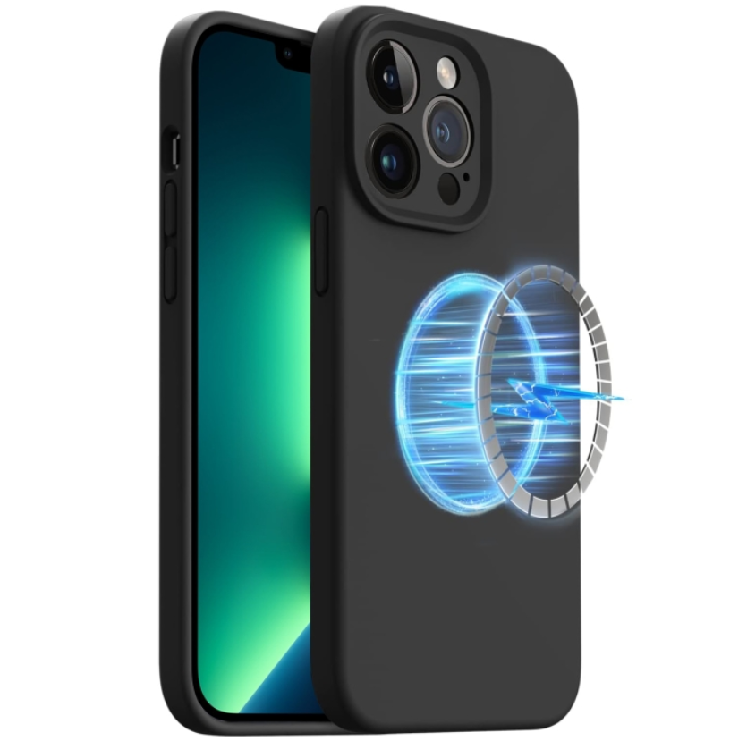 For iPhone 13 Pro Max LK Silicone Magnetic Case (Black)