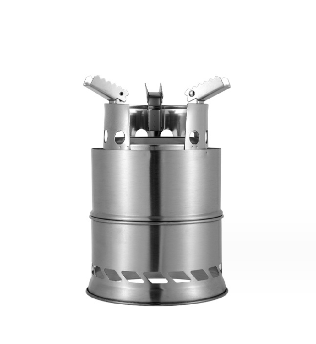 Outdoor Portable Round Firewood Stove Charcoal Stove Solid Alcohol Stove Thickened Stainless Steel Cooking Stove Large