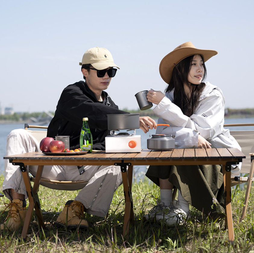 Outdoor Camping Folding Table Aluminum Egg Roll Table Camping Folding Table and Chair Set Barbecue Picnic Table