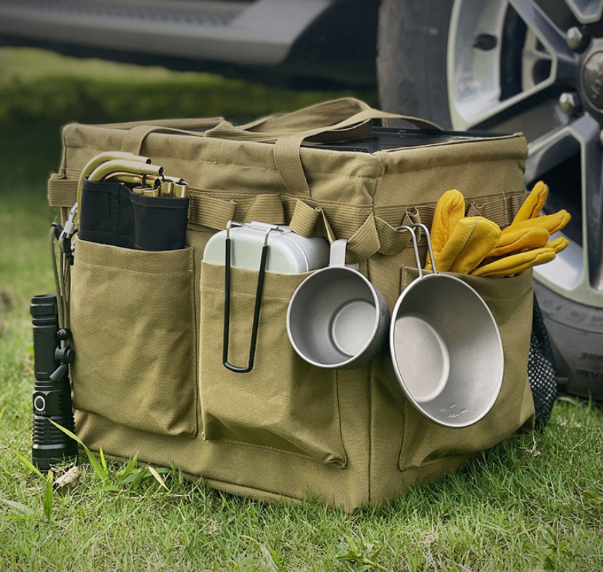 Outdoor camping folding large capacity storage multifunctional equipment moisture-proof tableware portable storage box