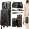 Suitable for iPhone 15 zipper wallet phone case with long and short lanyards
