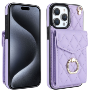 For iPhone 15 Pro Max Crossbody Small Fragrance Organizer Card Case (Light Purple)