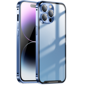 Magic Shield Frosted Push-Pull Metal Phone Case (Blue)