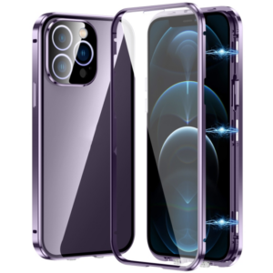 iPhoneHD Double Buckle Magneto Tempered Glass Phone Case