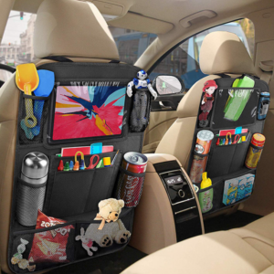 Car Oxford cloth storage bag large capacity car seat storage bag seat back storage bag back seat anti-kick Black 60cm 40cm