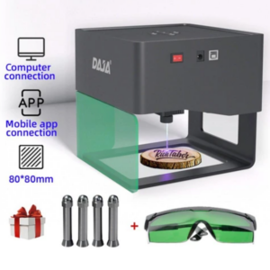 DAJA DJ6 3W Mini Laser Engraver with Heightened Columns Goggles, APP Control, 80mm 80mm