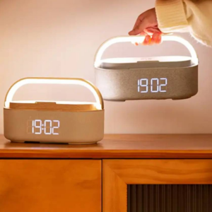 2023 Best Selling Multifunction Night Light Alarm Clock Phone Holder 15w Wireless Charger Charging With Bt Speaker