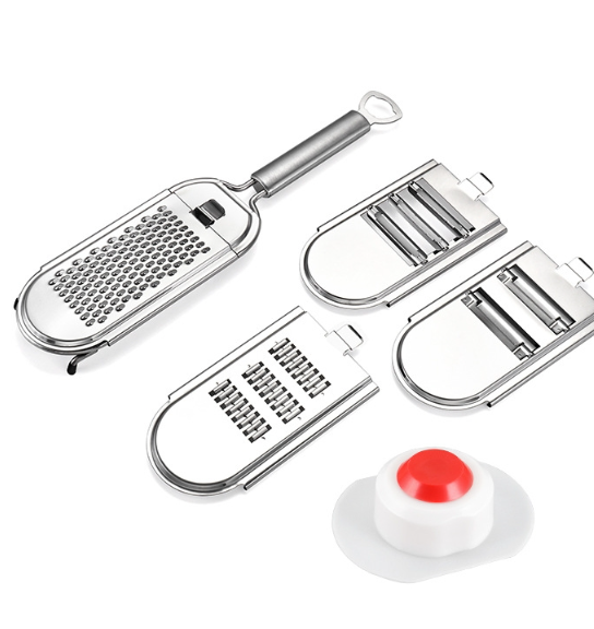 Stainless steel vegetable cutter and grater, specifications: four blades + hand guard, color box